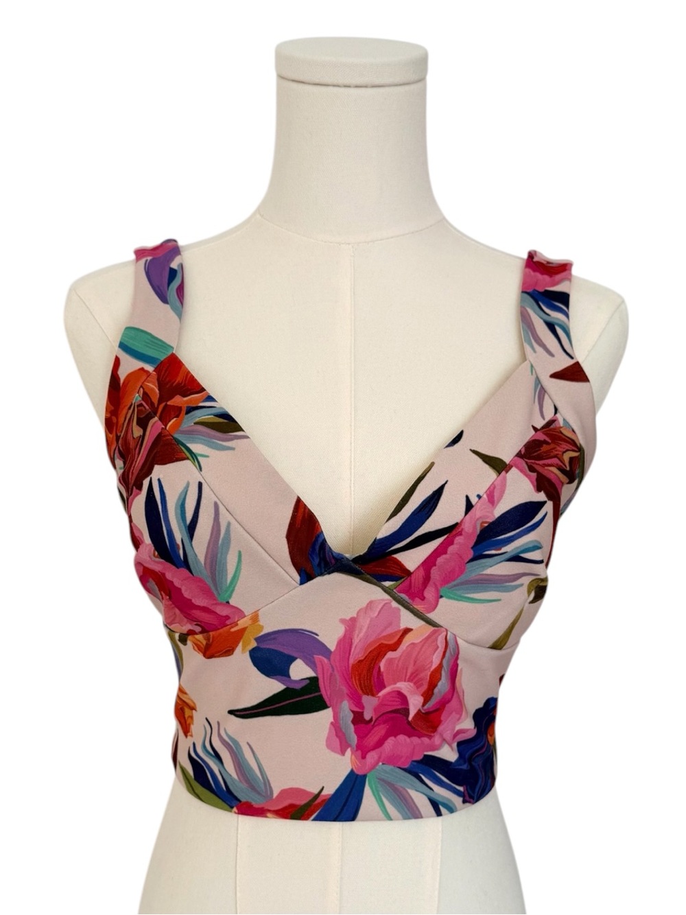 LAS PEPAS Bird of Paradise Floral Print Crop Top, Size S 🇦🇷